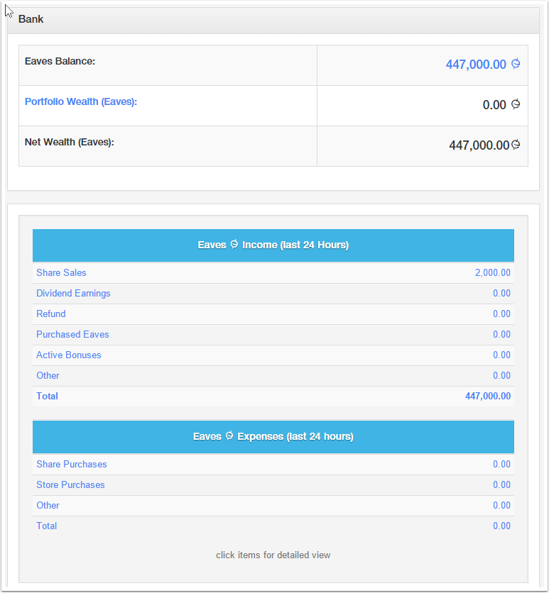 Playing the Game :Check out your Eaves Balance